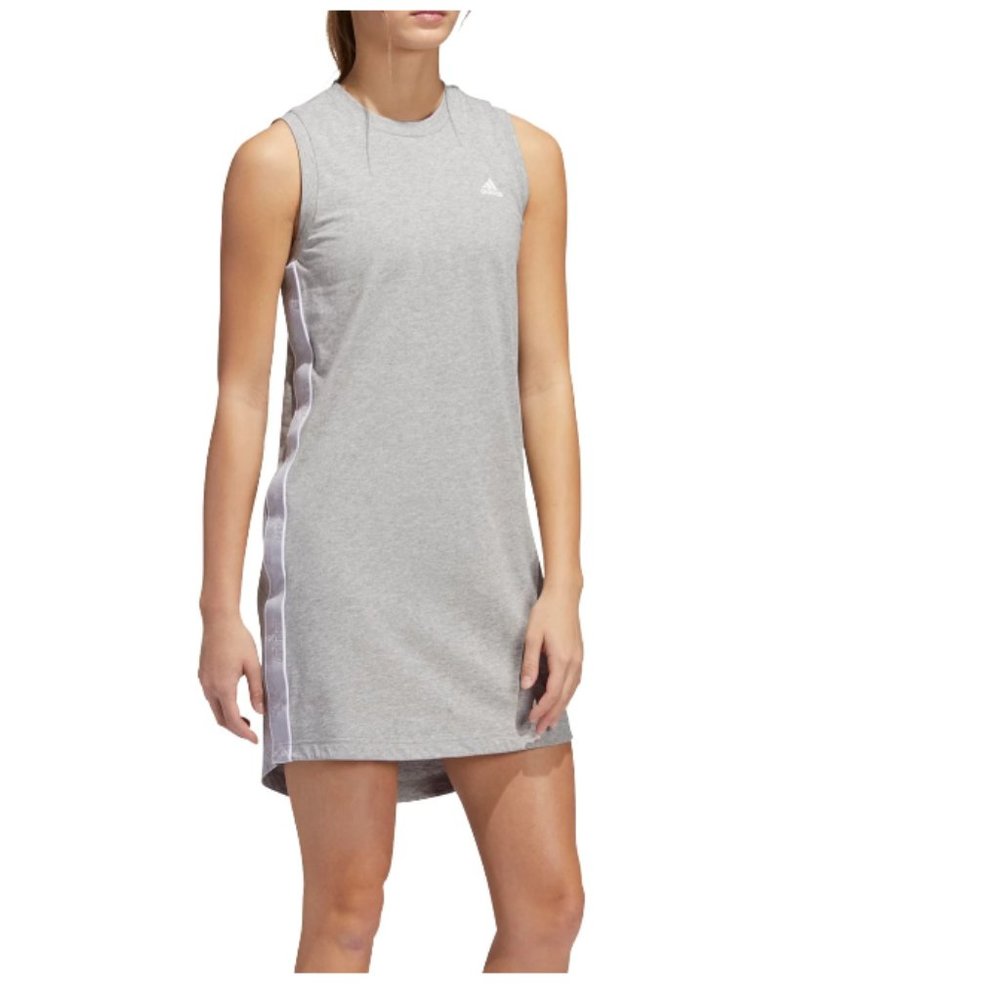 NWT ADIDAS ORIGINALS CHANGEOVER TAPE DRESS GRAY M